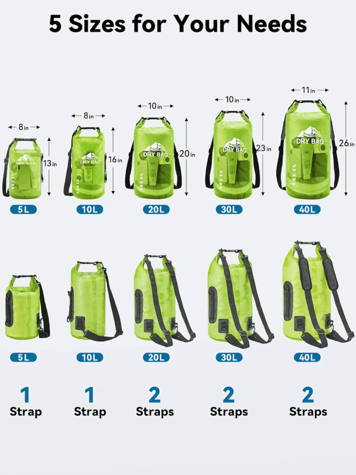 Dry Bag Waterproof for Women Men, 5L/10L/20L/30L/40L Roll Top Lightweight Dry Storage Bag Backpack with Phone Case for Travel, Swimming, Boating, Kayaking, Camping & Beach, 11 Transparent Colors - Image 2