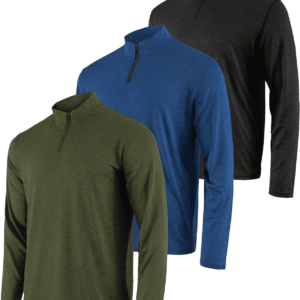 3 Pack: Men'S Dry-Fit Active Quarter Zip Long Sleeve Athletic Performance Pullover (Available in Big & Tall)