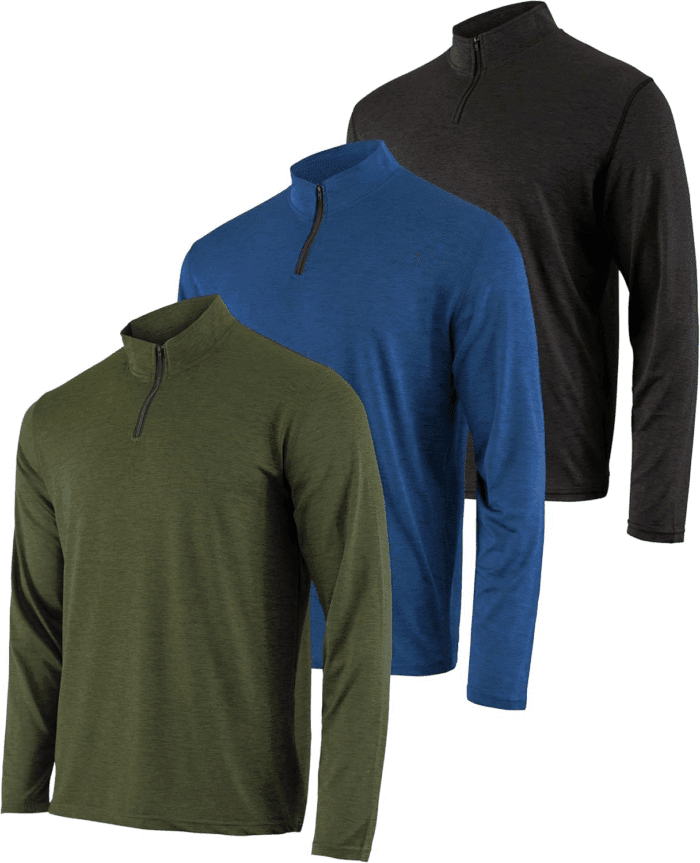 3 Pack: Men'S Dry-Fit Active Quarter Zip Long Sleeve Athletic Performance Pullover (Available in Big & Tall)