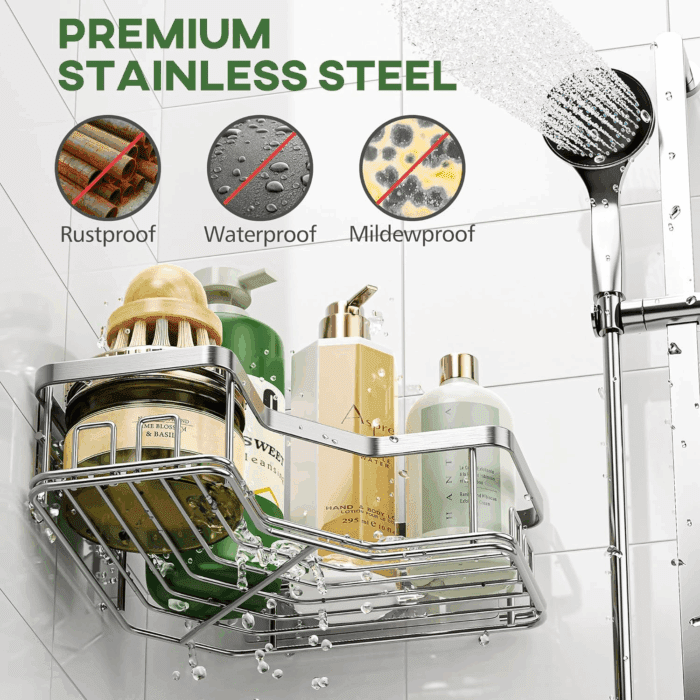 Shower Caddy Organizer, 3-Pack Corner Shower Caddy Organizer Shelves Storage Rack Accessories Rustproof Stainless Steel for Bathroom Countertop Home Decor Set, Silver - Image 4