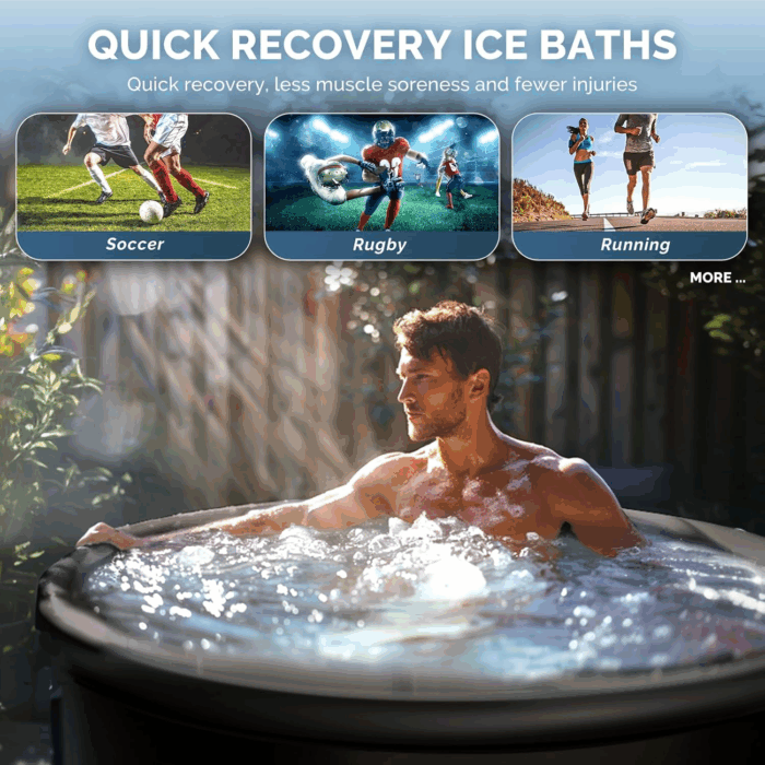Ice Bath Tub for Athletes, 116 Gal XL Cold Plunge Tub for Recovery and Cold Water Therapy, Portable Multiple Layered Ice Pod Barrel for Outdoor, Inflatable Icebath Tub at Home, Pure Black - Image 5