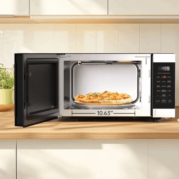 0.9 Cu Ft Air Fry Countertop Microwave, 900 Watts, Stainless Steel, New - Image 2