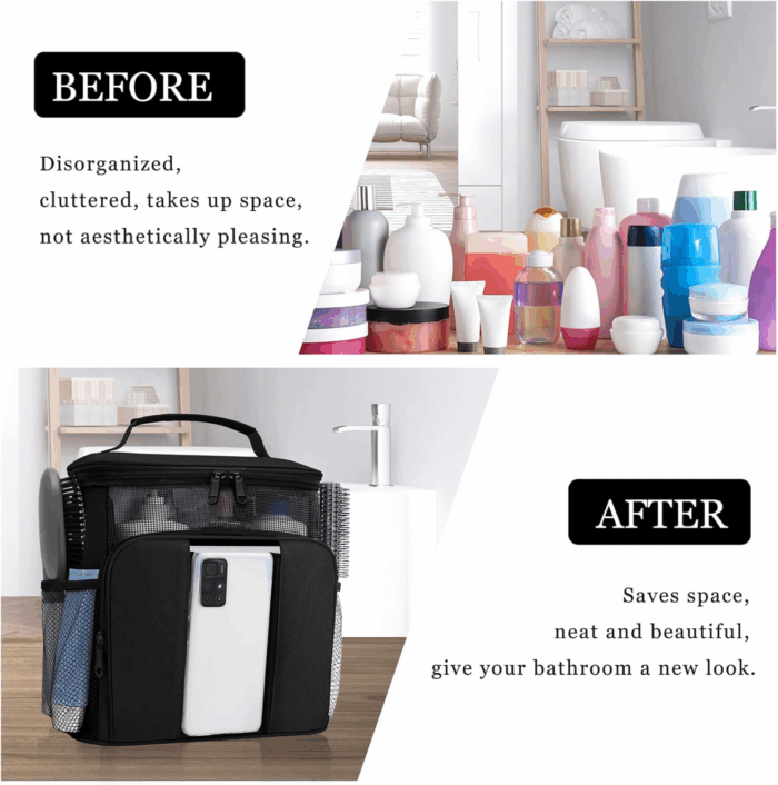 Mesh Shower Caddy,Portable Hangingtravel Toiletry Bag Dorm Room Essentials for College Students Girls,Large Makeup Organizer for Full-Sized Toiletries,Travel Essentials for Women Girls Camping Beach - Image 4
