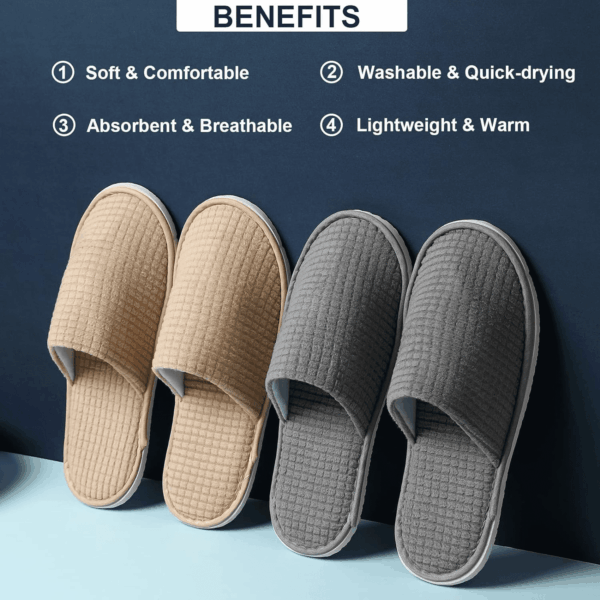 SPA Guest Slippers, 6/12 Pairs Reusable Washable Unisex Spa Slippers for Hotel Bedroom Wedding Party Travel - Image 5