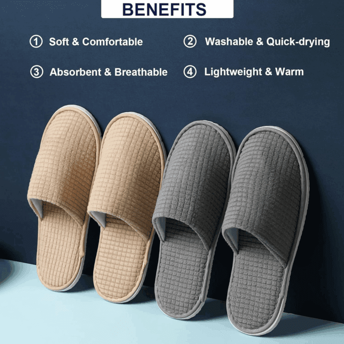 SPA Guest Slippers, 6/12 Pairs Reusable Washable Unisex Spa Slippers for Hotel Bedroom Wedding Party Travel - Image 5