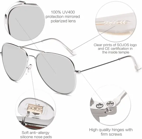Classic Aviator Polarized Sunglasses for Men Women Vintage Retro Style - Image 4