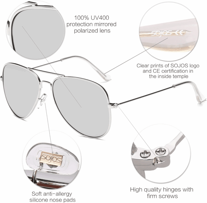 Classic Aviator Polarized Sunglasses for Men Women Vintage Retro Style - Image 4