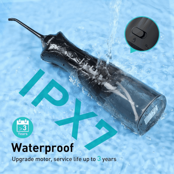 Water Dental Flosser Pick for Teeth: 4 Modes Cordless Portable 300ML Larger Tank Water Teeth Cleaner IPX7 Waterproof Flossing Cleaning Picks for Home Travel Black C30(FC5360) - Image 6