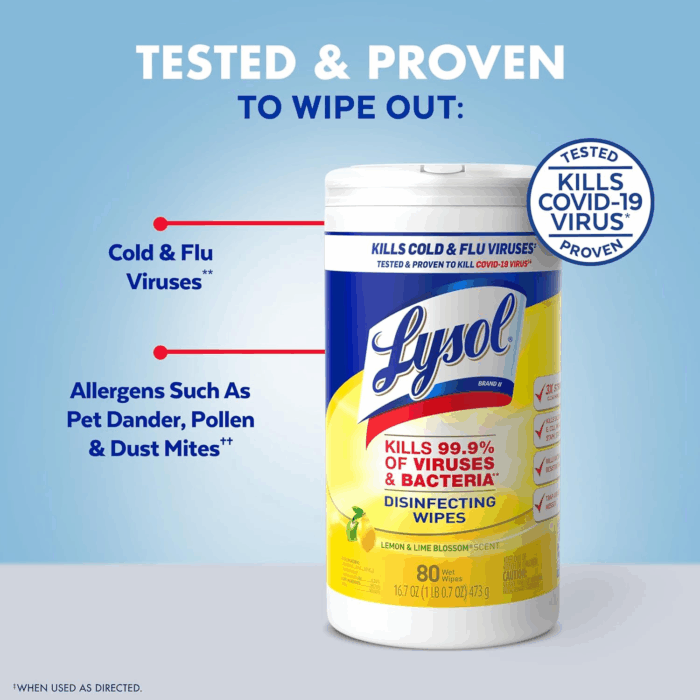 Disinfectant Wipes, Multi-Surface Antibacterial Cleaning Wipes, for Disinfecting and Cleaning, Lemon and Lime Blossom, Pack of 4 (Packaging May Vary) - Image 3