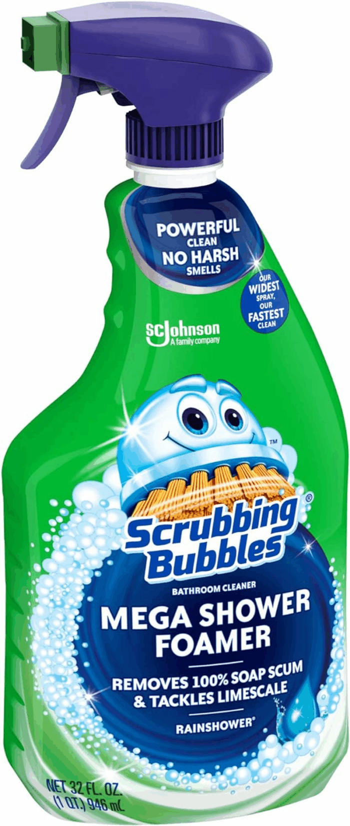 Mega Bathroom and Shower Cleaner Spray, Foaming Action Removes Limescale and Soap Scum, Rainshower Scent, 32Oz - Image 8