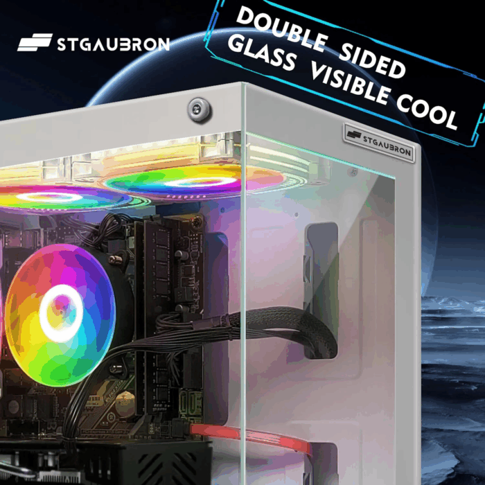 Gaming Desktop PC, RX 580 16G, Intel 10Th Gen G5905 3.5G, 16G RAM, 1T SSD, Wifi, BT 5.0, RGB Fan X 5, Windows 11 Home - Image 7