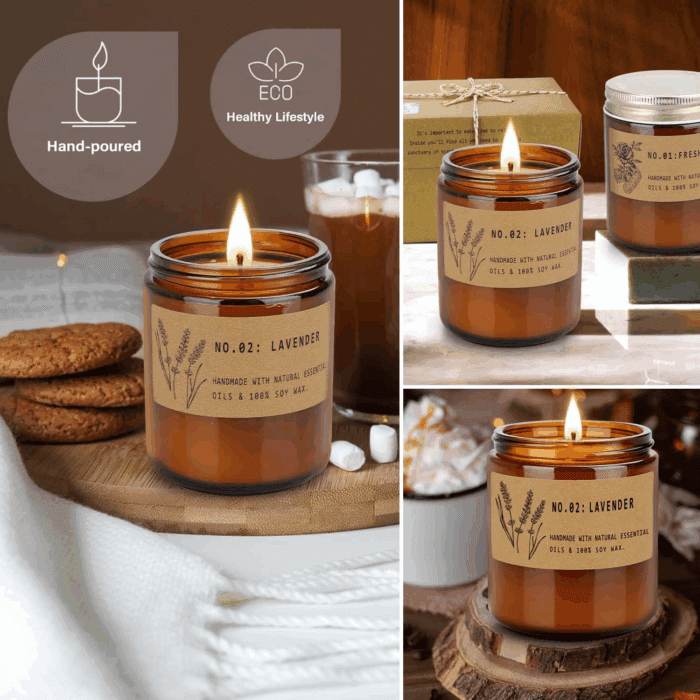 Candles for Home Scented, 4 Pack Candle Gifts for Woman, Large Lavender Rose Amber Aromatherapy Scented Candles, 220H Long Lasting Soy Wax Candle Set for Mother'S Day, Birthday, Anniversary, Men - Image 8