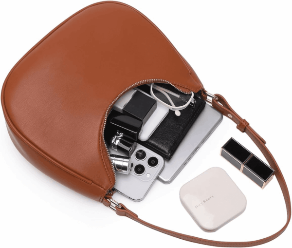 Crescent Shoulder Bags for Women Cute Hobo Tote Handbag under the Arm Purses Mini Clutch Purse with Zipper Closure - Image 7