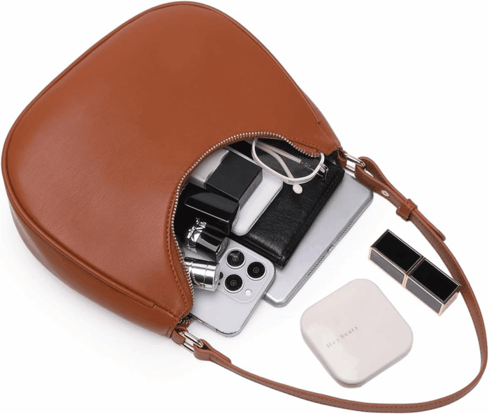 Crescent Shoulder Bags for Women Cute Hobo Tote Handbag under the Arm Purses Mini Clutch Purse with Zipper Closure - Image 7