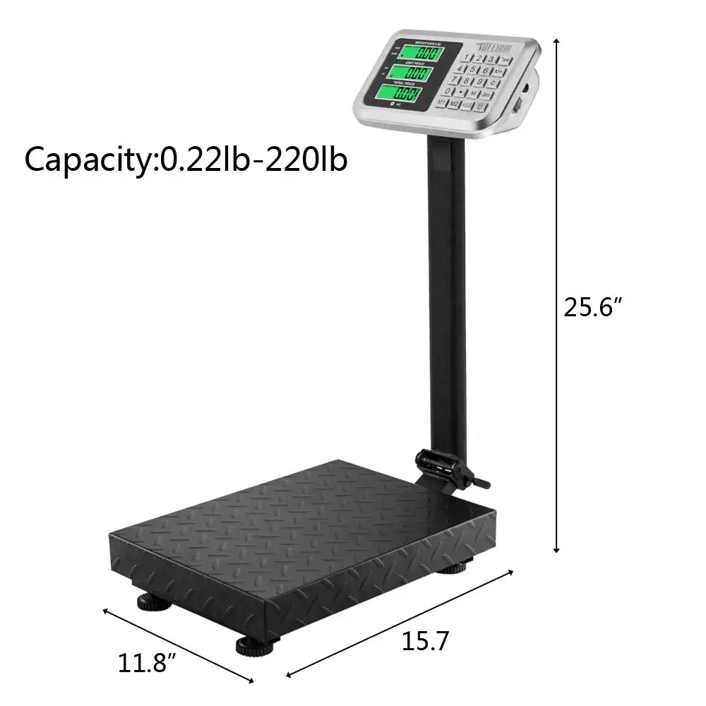 220Lb Weight Electronic Platform Scale,Digital Floor Heavy Duty Folding Scales,Stainless Steel High-Definition LCD Display, Perfect for Postal Luggage Shipping Mailing Package Price Computing - Image 7