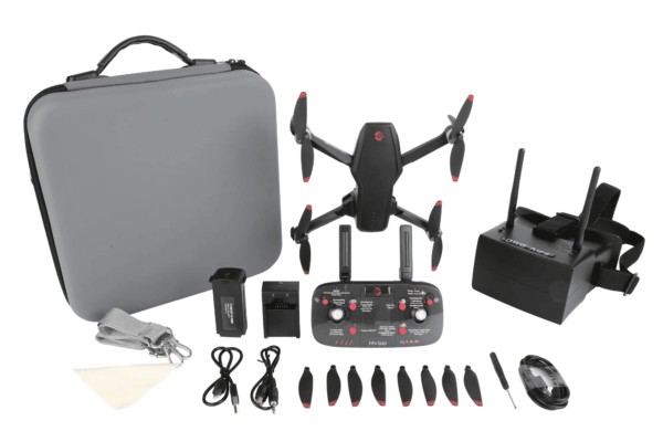 FPV Duo Racing Drone with Goggles and GPS, Black - Image 3