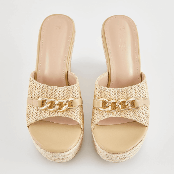 Women'S Wedge Sandals Platform Espadrille Heel Chain Slip on Casual Summer Slides - Image 4