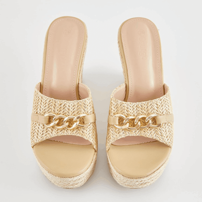 Women'S Wedge Sandals Platform Espadrille Heel Chain Slip on Casual Summer Slides - Image 4