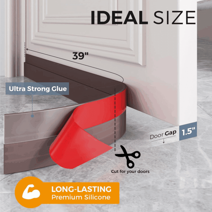 2 Pack Door Draft Stopper, under Door Draft Blocker, Soundproof Door Sweep Weather Stripping for Doors, 39" L X 2" W Brown, Home Improvement for New Home - Image 4