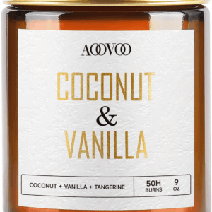 Coconut Vanilla Candles - Vanilla Candle, Scented Candles, Soy Candles, Aromatherapy Candle, Soy Wax Candle, Candle for Home Scented, 9Oz