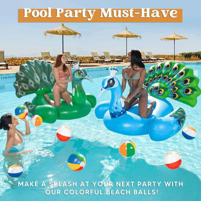 Rainbow Beach Balls(12 Pack), 12'' Inflatable Swimming Pool Toys for Summer Water Games Kids Birthday Party Supplies Combo Set Include Inflatable Beach Balls - Image 6