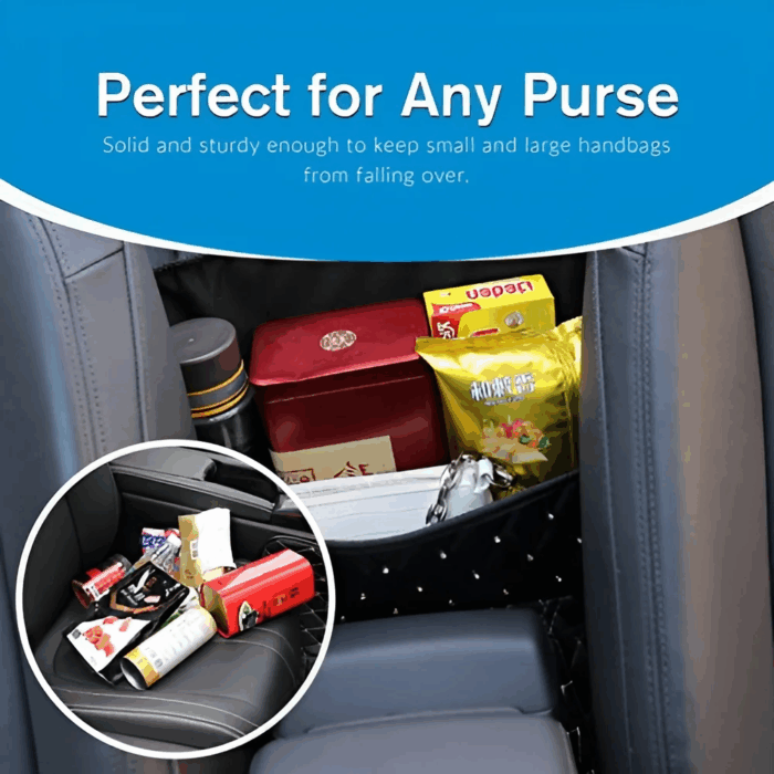 Purse Holder for Cars - Car Purse Handbag Holder between Seats - Auto Storage Accessories for Women Interior - Automotive Consoles and Organizers Net Pocket for Front Seat - Image 2