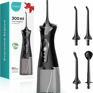 Water Dental Flosser Pick for Teeth: 4 Modes Cordless Portable 300ML Larger Tank Water Teeth Cleaner IPX7 Waterproof Flossing Cleaning Picks for Home Travel Black C30(FC5360)