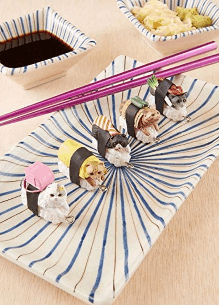 Clever Idiots Nekozushi Keychain - Blind Box Includes 1 of 5 Collectable Figurines - Features a Detachable Keyring (Version 1) - Image 7