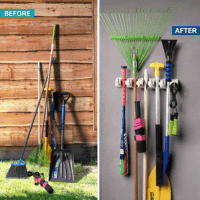 Mop and Broom Holder Wall Mount Garden Tool Storage Tool Rack Storage & Organization for the Home Plastic Hanger for Closet Garage Organizer (5-Position) - Image 3