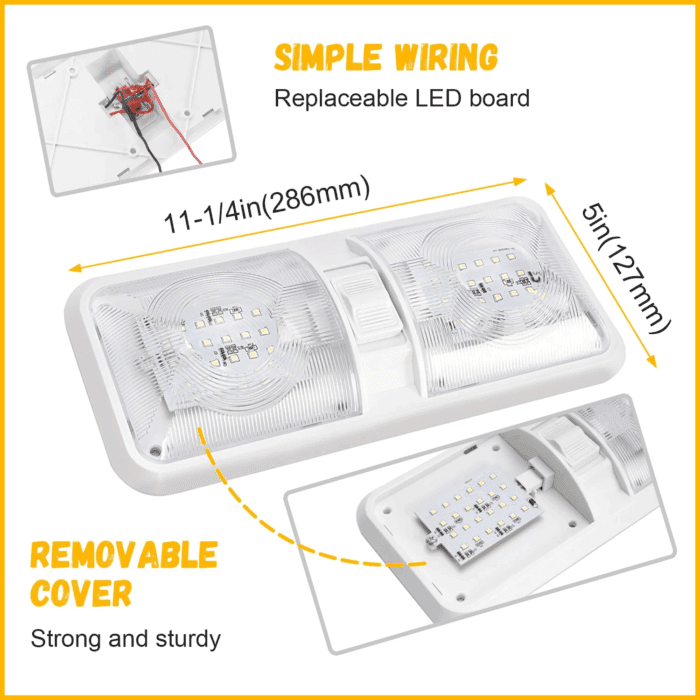 5PCS RV Ceiling Double Dome Lights 12V Ceiling Fixture RV Interior Led Ceiling Light Boat Camper Trailer Natural White 4000-4500K - Image 5