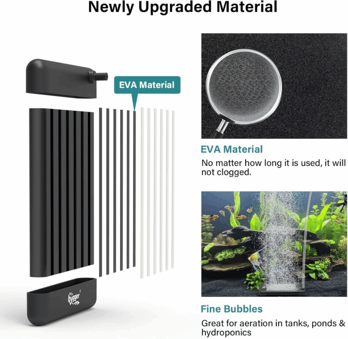 Non-Clogging Fish Tank Bubbler, Aquarium Air Stone with Special EVA Material, Air Bubbler for Nano Air Pump Fish Tank Small Bucket and Hydroponics - Image 3
