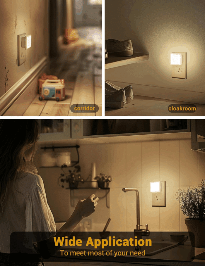 Night Lights Plug into Wall 2 Pack, Plug in Night Light with Dusk-To-Dawn Light Sensor, 3000K Soft White 0.3W, LED Nightlight for Bathroom, Adult, Hallway - Image 2