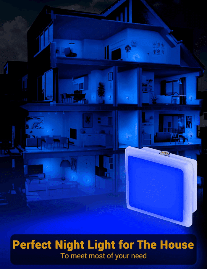 Blue Night Light, Blue Nightlight[2 Pack],0.3 Watt LED Night Light with Dusk-To-Dawn Light Sensor,Plug in Nitelight for Gaming Room,Bedroom,Corridor,Hallway,Non-Dimmable - Image 5