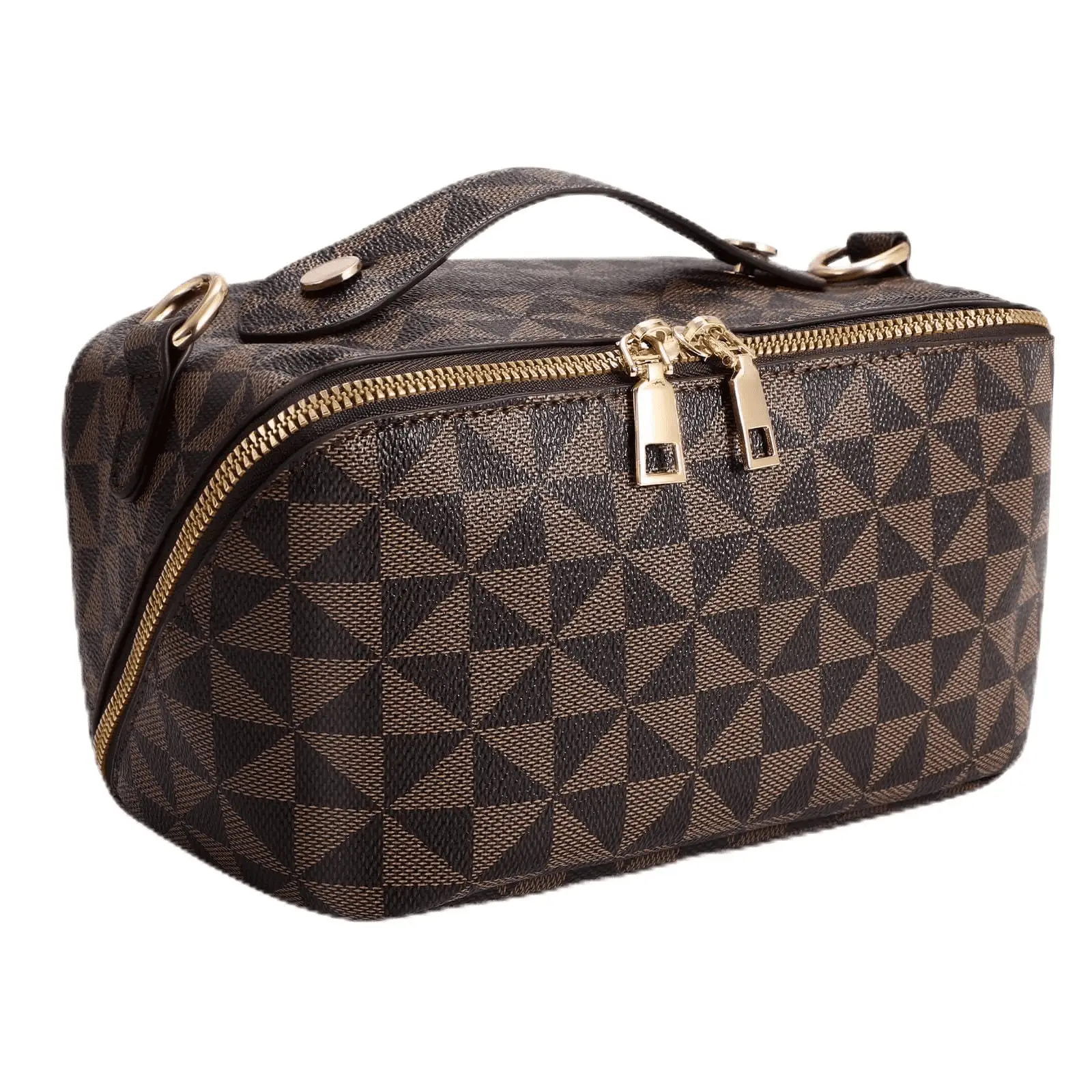 2 in 1 Crossbody Makeup Bag,Large Capacity Luxury Leather Cosmetic Bag for Travel - Image 9