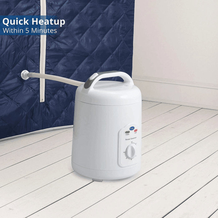Oversized Portable Steam Sauna Spa - Relaxation at Home - 60 Minute Timer - 800 Watt Steam Generator - Chair Included - Blue Satin - Image 6