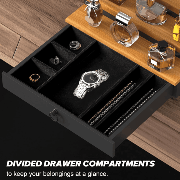 Cologne Organizer for Men, 3 Tier Wood Perfume Organizer with Felt Lining Drawer and Hidden Compartment Perfume Display Holder, a Gift for Men - Image 2