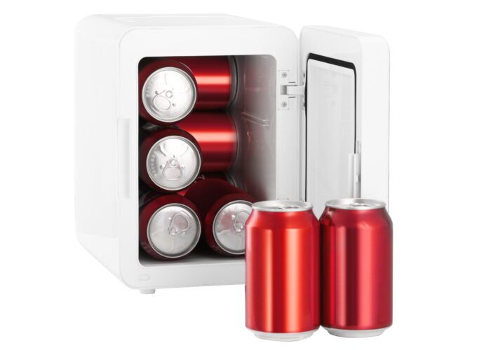 Gallery, 9 Can/6L Mini Cooler/Skincare Fridge, Built-In Mirror and Light, EFMIS209, White - Image 7