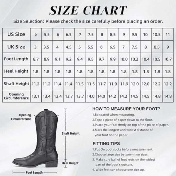 Cowboy Boots for Women Western Boots Cowgirl Boots Pull on Pointy Toe Mid Calf Boots - Image 6