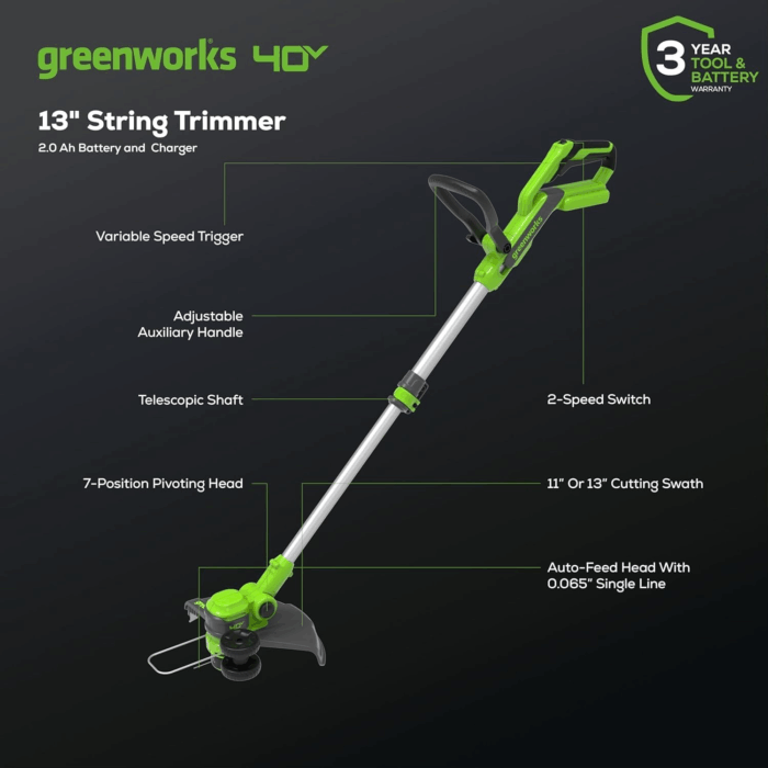 40V 21" Self-Propelled Lawn Mower,Axial Leaf Blower(500 CFM / 120 MPH),13" String Trimmer with 2 Batteries(5Ah+2Ah) & Chargers - Image 3