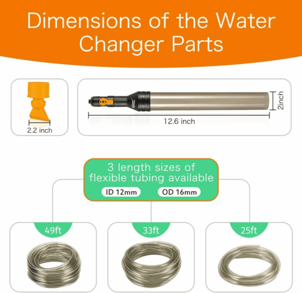 Upgrade Aquarium Water Changer Kit, Semi-Automatic Fish Tank Gravel Cleaner, with 33 FT Water Hose, Flow Control Valve - Image 6
