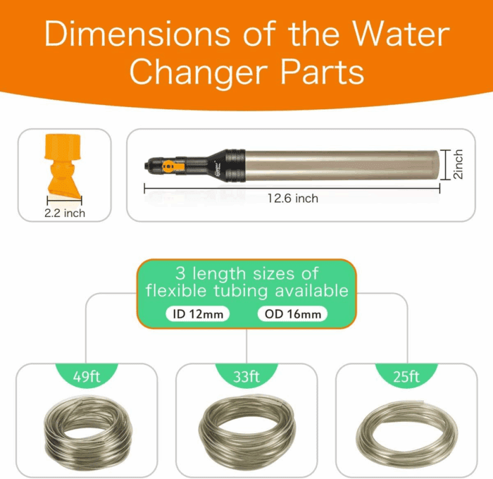 Upgrade Aquarium Water Changer Kit, Semi-Automatic Fish Tank Gravel Cleaner, with 33 FT Water Hose, Flow Control Valve - Image 6