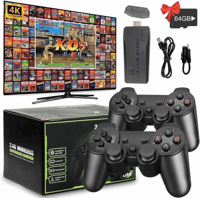20000+ Retro Arcade Game System with 2 Wireless Controllers & 9 Emulators, 4K HDMI