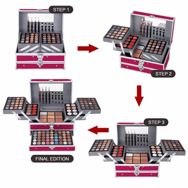 All in One 132 Color Makeup Kit, Professional Case, Teen Girls Set, Multicolor Eyeshadow Palette (006N1-Pink) - Image 6