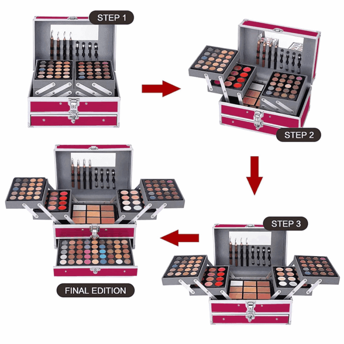 All in One 132 Color Makeup Kit, Professional Case, Teen Girls Set, Multicolor Eyeshadow Palette (006N1-Pink) - Image 6