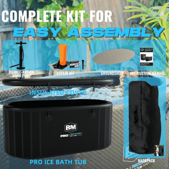 Inflatable Ice Bath Tub for Athletes - Cold Plunge Tub Compatible Water Chiller, Insulated Lid, EVA Groundsheet, Backpack, 115 Gallon, 59" L X 31.5" W X 23.6" H - Image 6