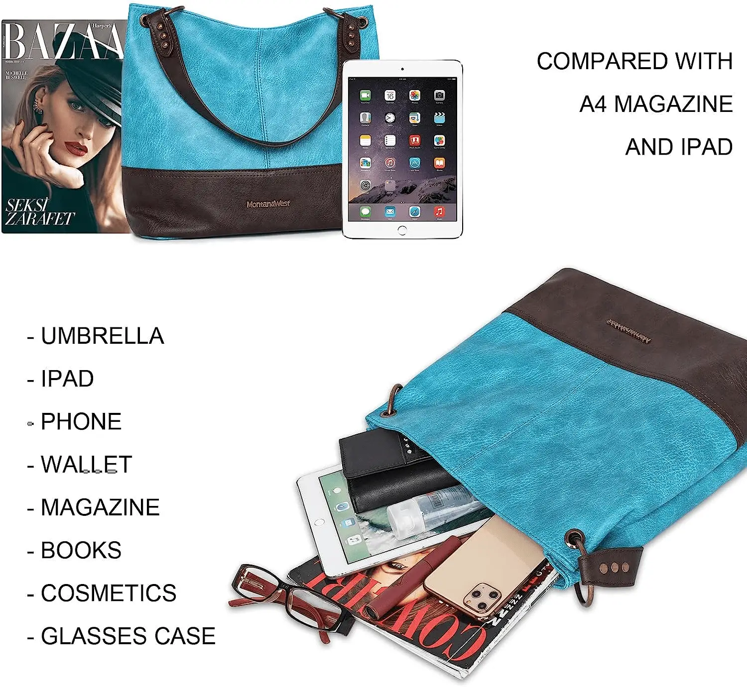 Purses for Women Hobo Shoulder Handbags with Zipper - Image 5