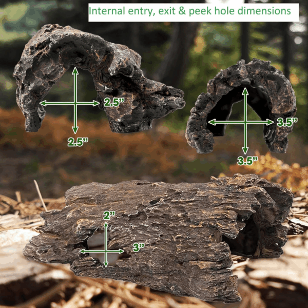 Lizard, Snake or Reptile Hide. XL Large 14" Hollow Log for Aquarium or Fish Tank. Bearded Dragon or Gecko Tank Accessories. Natural Looking Basking Platform, Shrimp or Betta Fish Hideout - Image 6