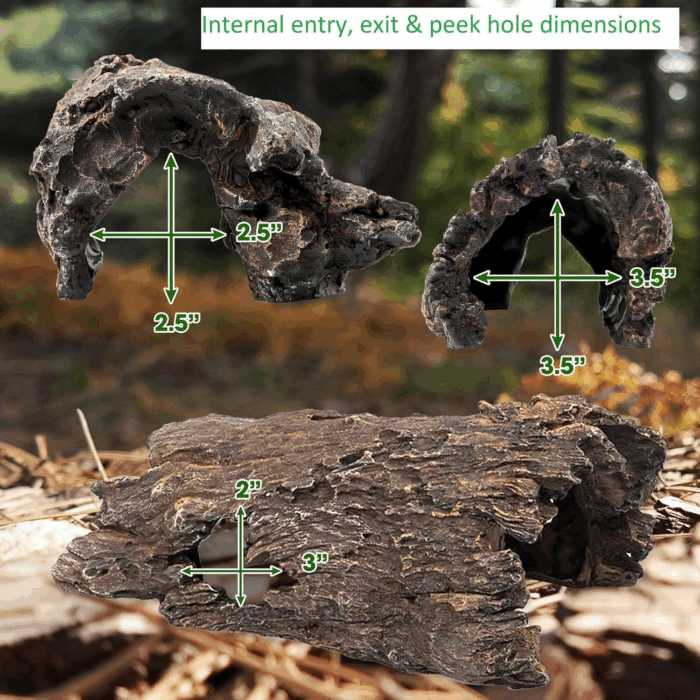 Lizard, Snake or Reptile Hide. XL Large 14" Hollow Log for Aquarium or Fish Tank. Bearded Dragon or Gecko Tank Accessories. Natural Looking Basking Platform, Shrimp or Betta Fish Hideout - Image 6