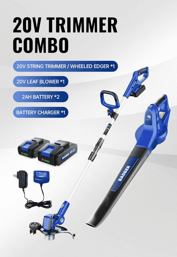 20V Weed Wacker, Leaf Blower, String Trimmer, Lightweight, Adjustable Telescopic Shaft, Easy to Use and Convert, 2 * 2Ah Battery & 1*Charger - Image 2