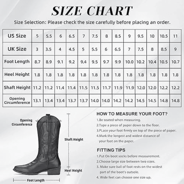 Cowboy Boots for Women Western Boots Cowgirl Boots Pull on Pointy Toe Mid Calf Boots - Image 6